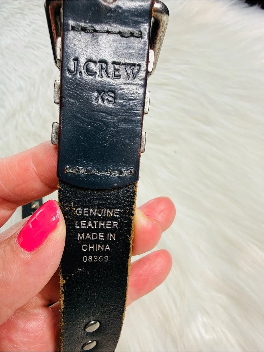 J. Crew Brown Leather Silver Metal Studded Belt